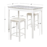 Lance Tavern Set Black With Faux Marble Top