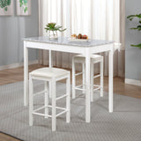 Lance Tavern Set Black With Faux Marble Top