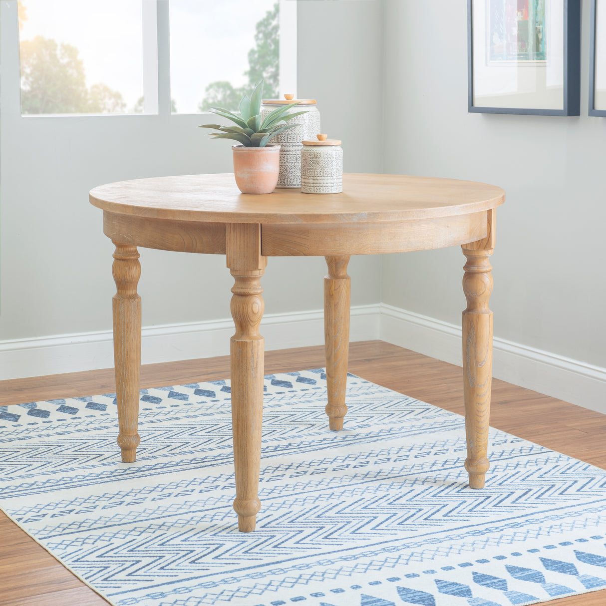 Shiraz 5PC Set Round Table 4 Oval Chairs