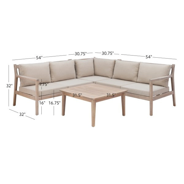 Svana Beige or Navy 4PC Sectional Set