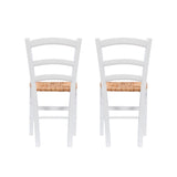 Venezia White Rush Seat Dining Chair (Set of 2)