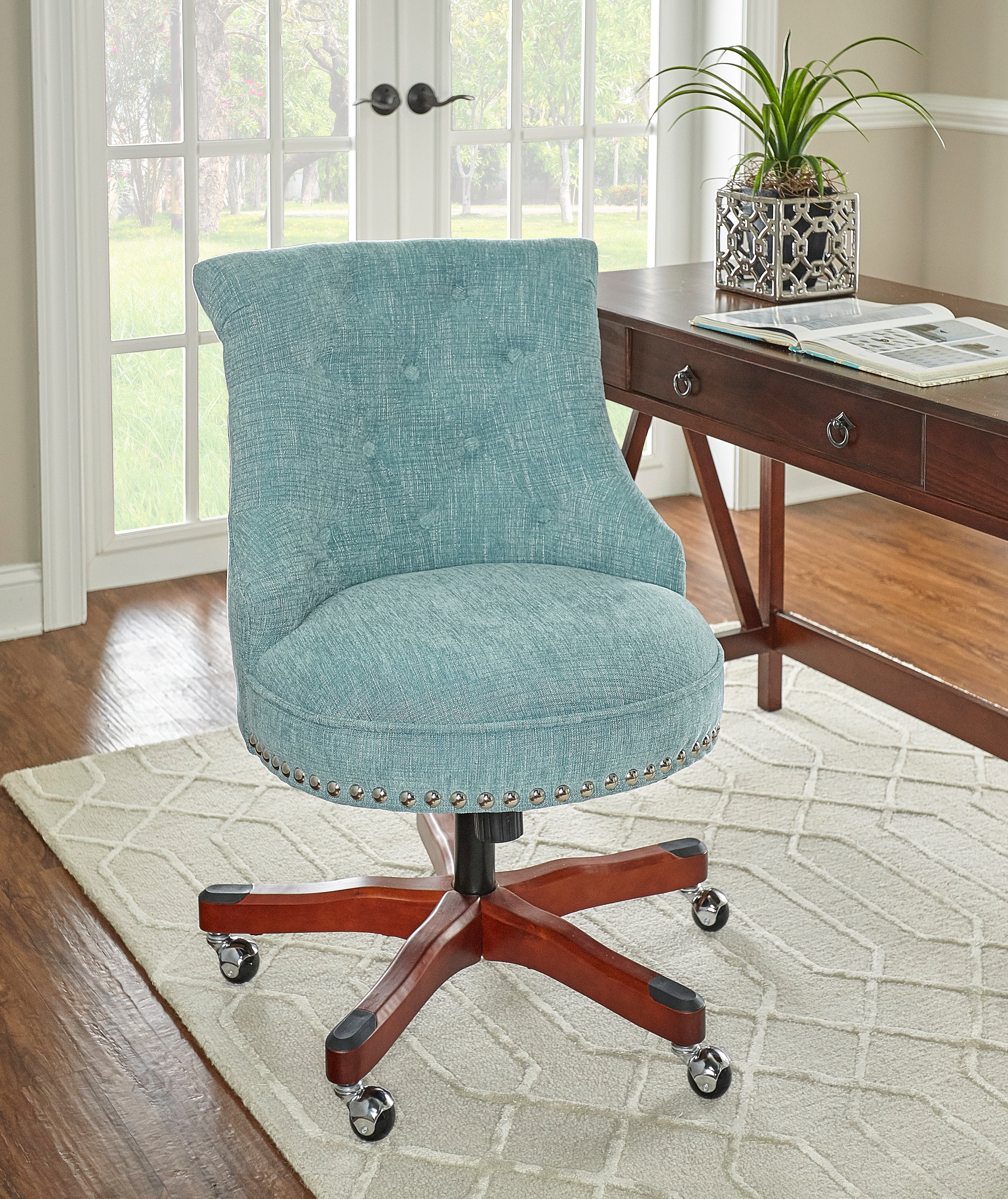 Linon Home Decor Sinclair Fabric Office Chair - Thumbnail 5