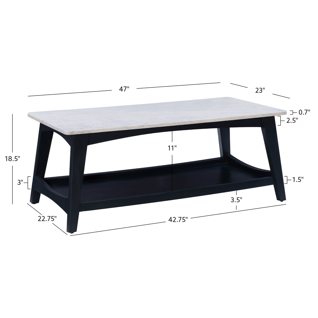 Quincey Dark Grey Marble And Wood Coffee Table