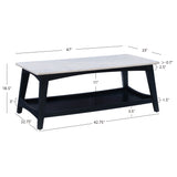 Quincey Dark Grey Marble And Wood Coffee Table