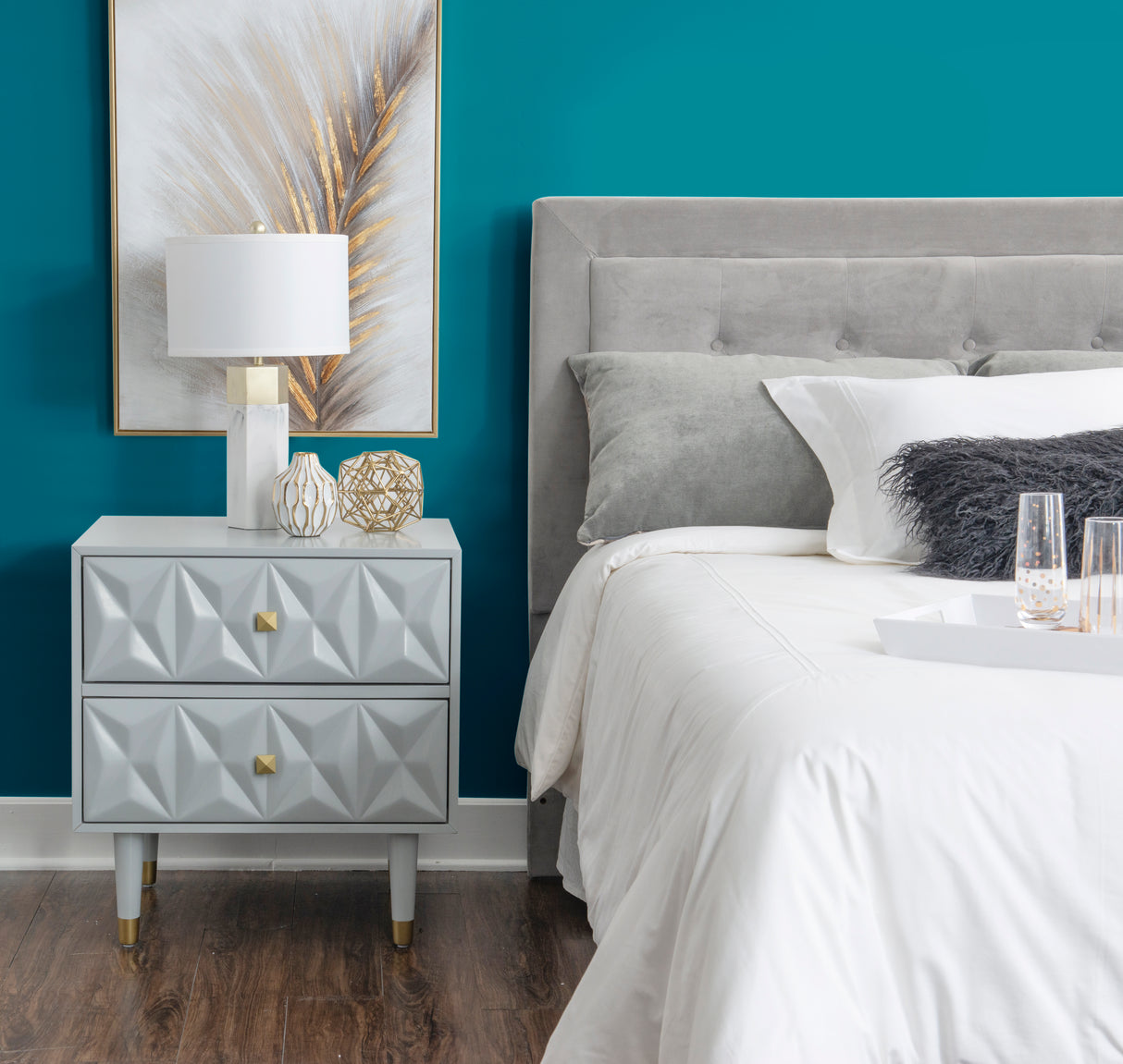 Geo 2-Drawer Texture Nightstand