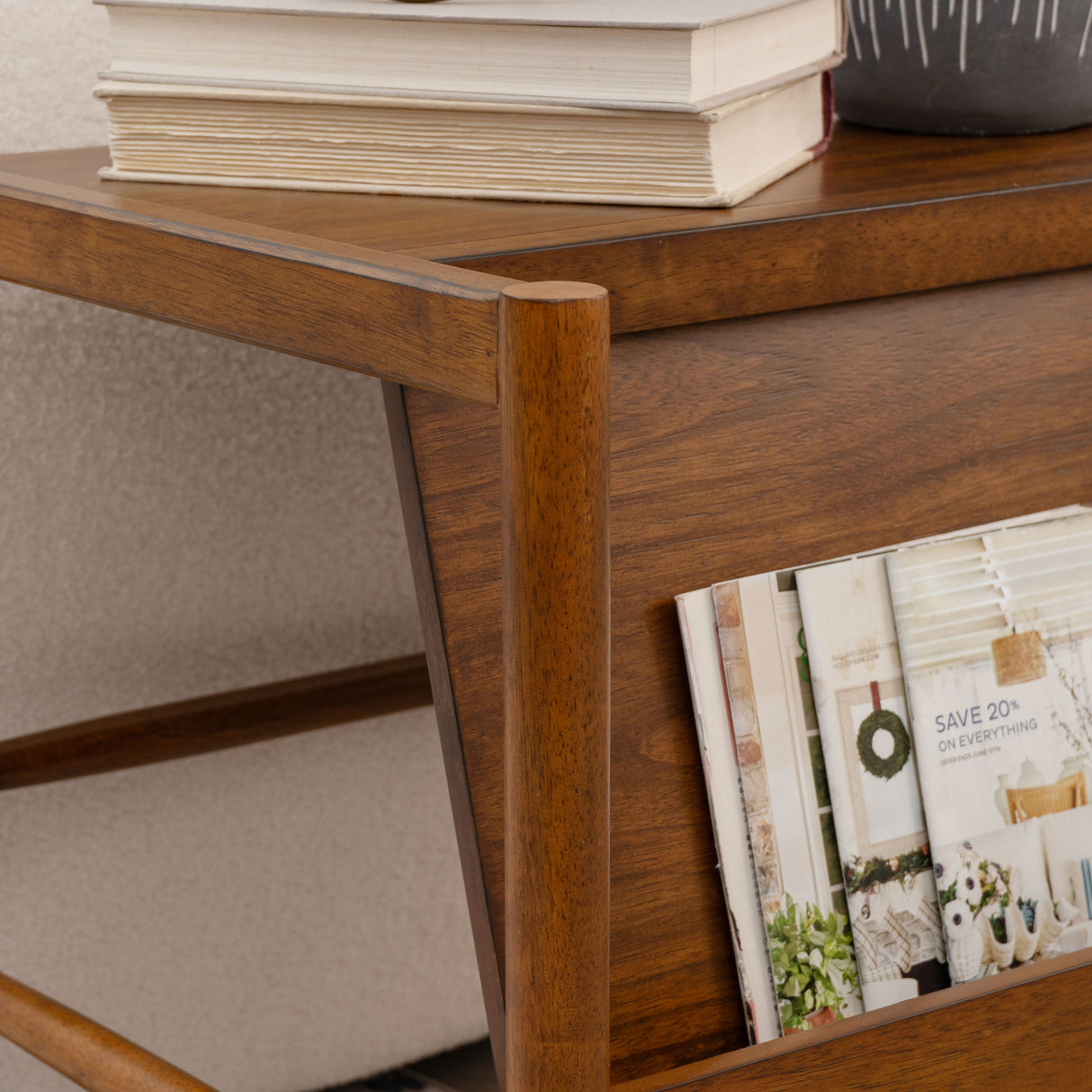 Flay Walnut Magazine Rack