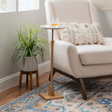 Averi Sandy Marble Gold Adjustable Drink Table