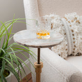 Averi Sandy Marble Gold Adjustable Drink Table