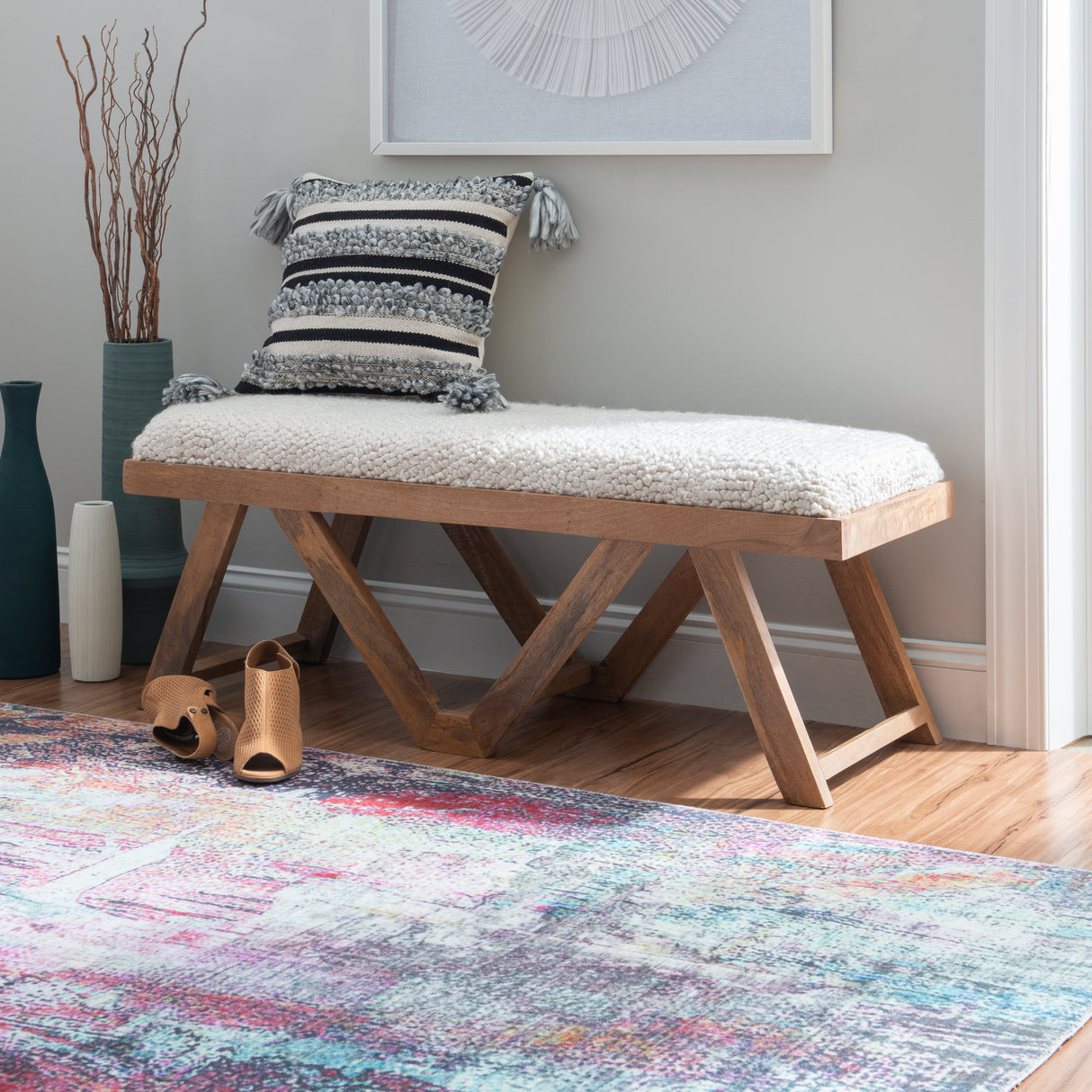 Benicio Brown Upholstered Bench