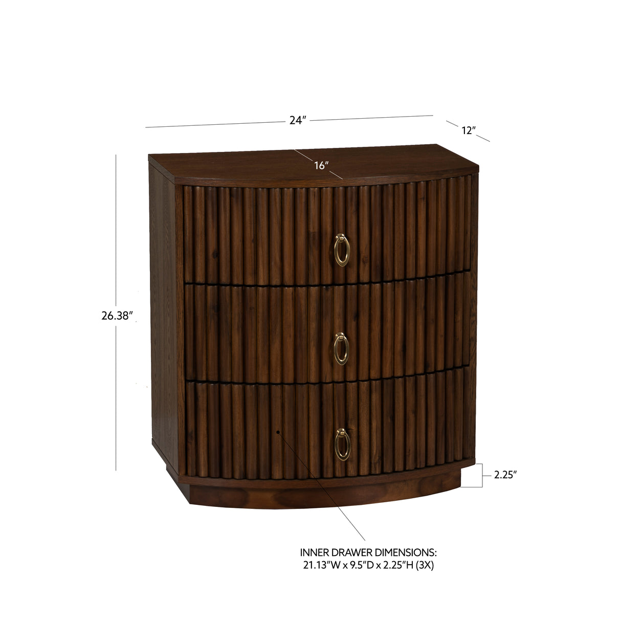 Ciarra 3 Drawer Nightstand