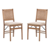 Natural Woven Back Folding Chair