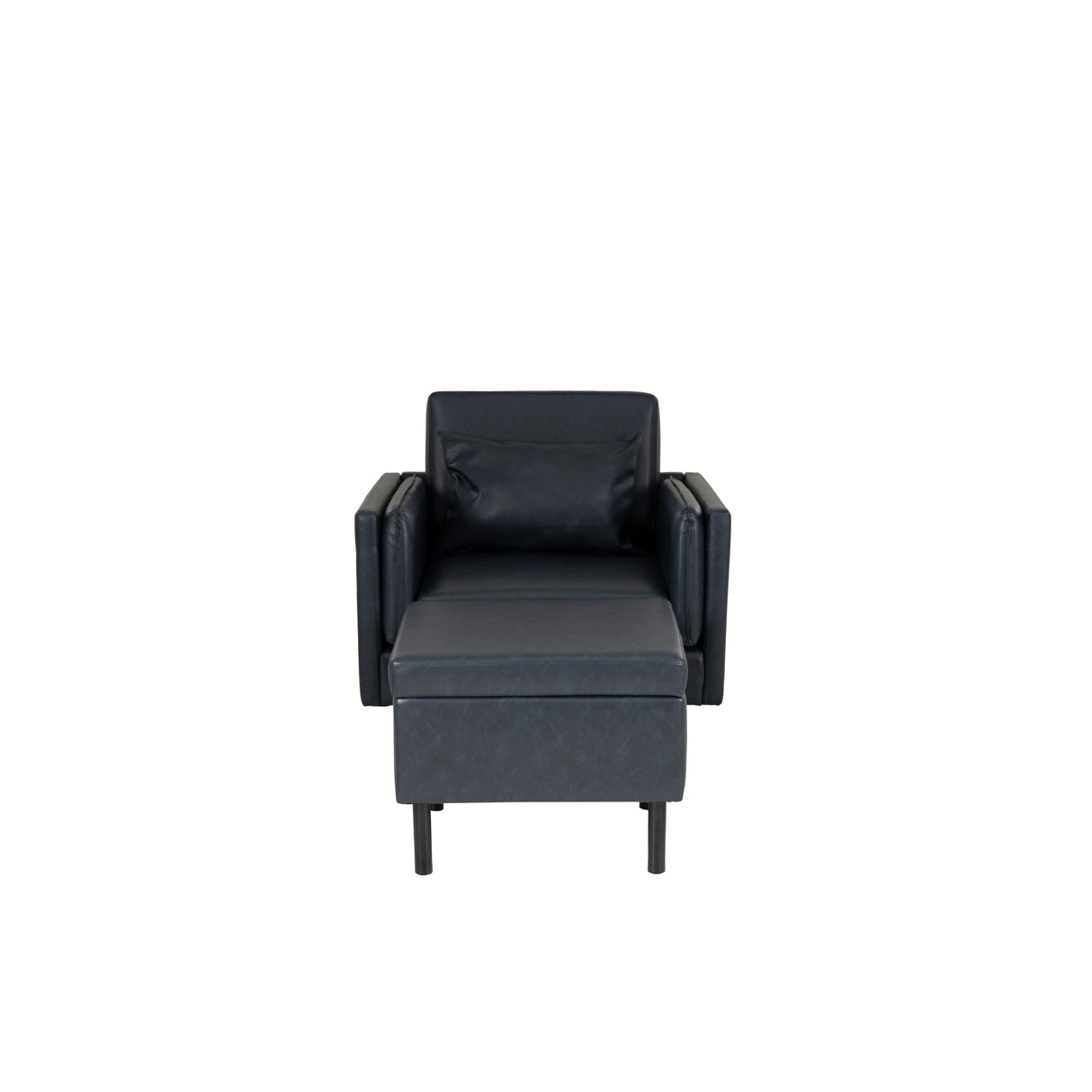 Welby Navy Faux Leather Chair and Ottoman Set