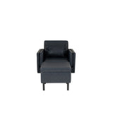 Welby Navy Faux Leather Chair and Ottoman Set