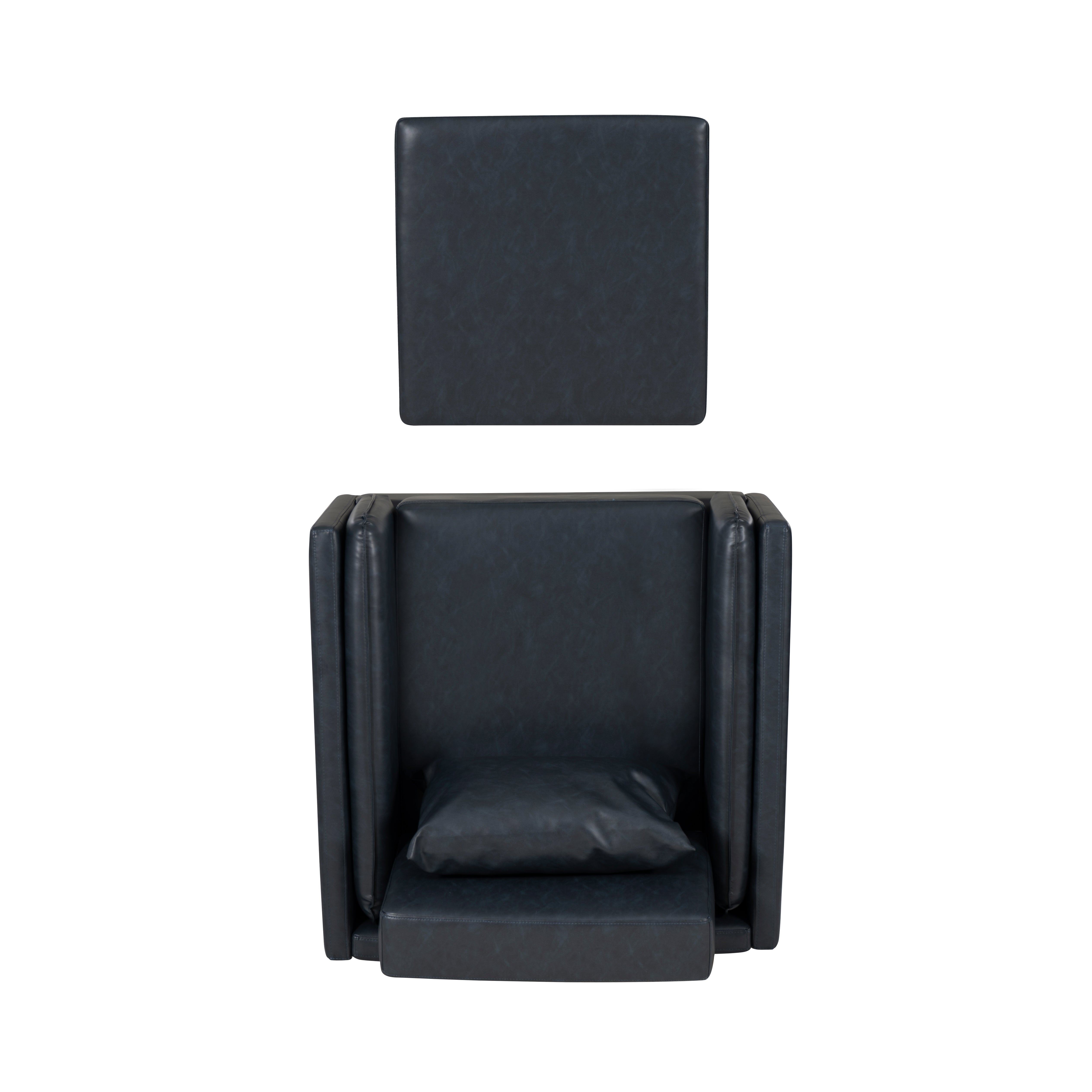 Welby Navy Faux Leather Chair and Ottoman Set – Linon Home
