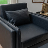 Welby Navy Faux Leather Chair and Ottoman Set