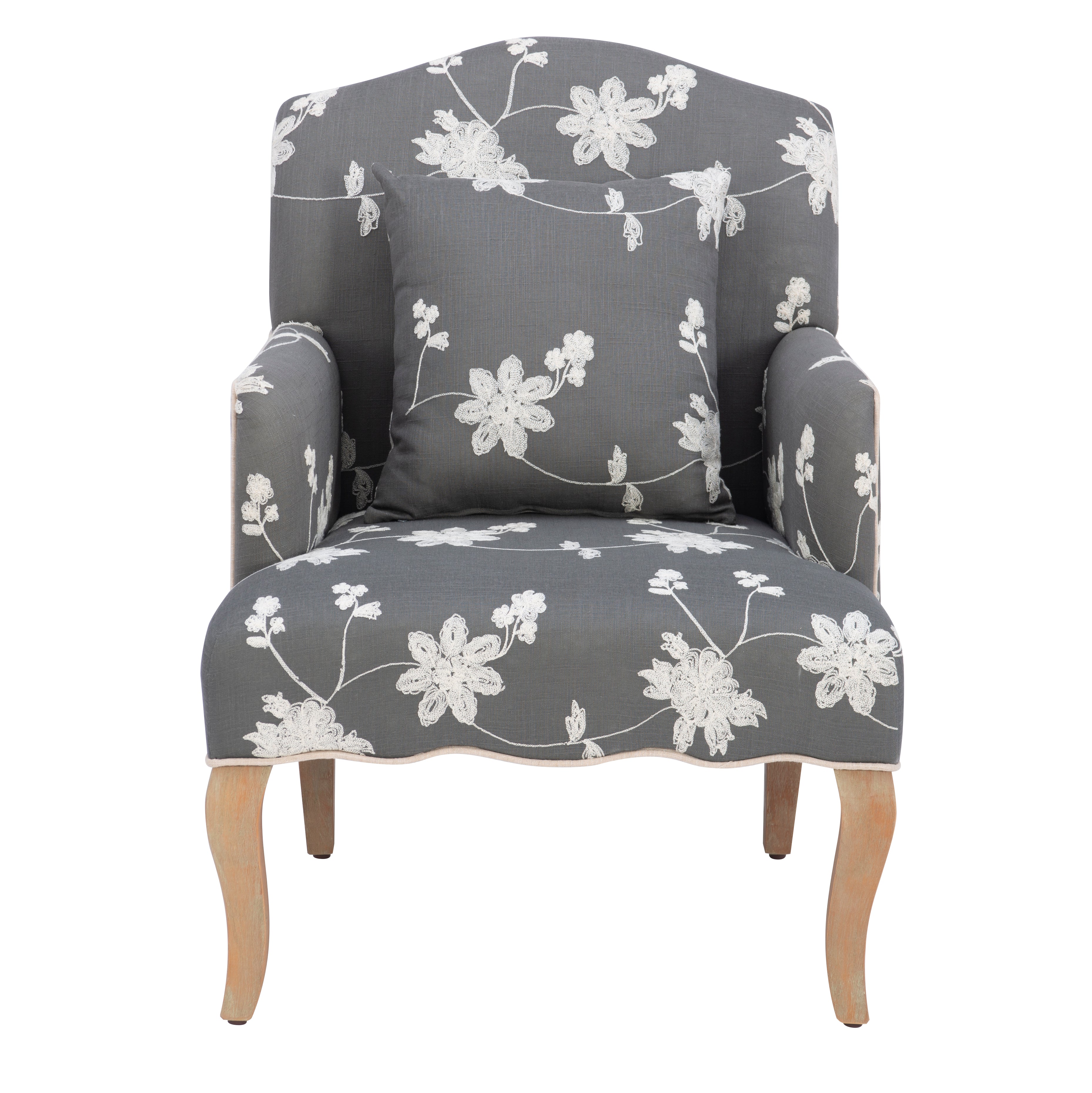Kenna Gray Embroidered Floral Armchair – Linon Home & Design LLC