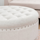 Bella Natural Round Storage Ottoman