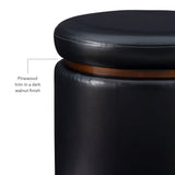 Sunny Black Faux Leather Storage Ottoman