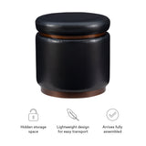 Sunny Black Faux Leather Storage Ottoman