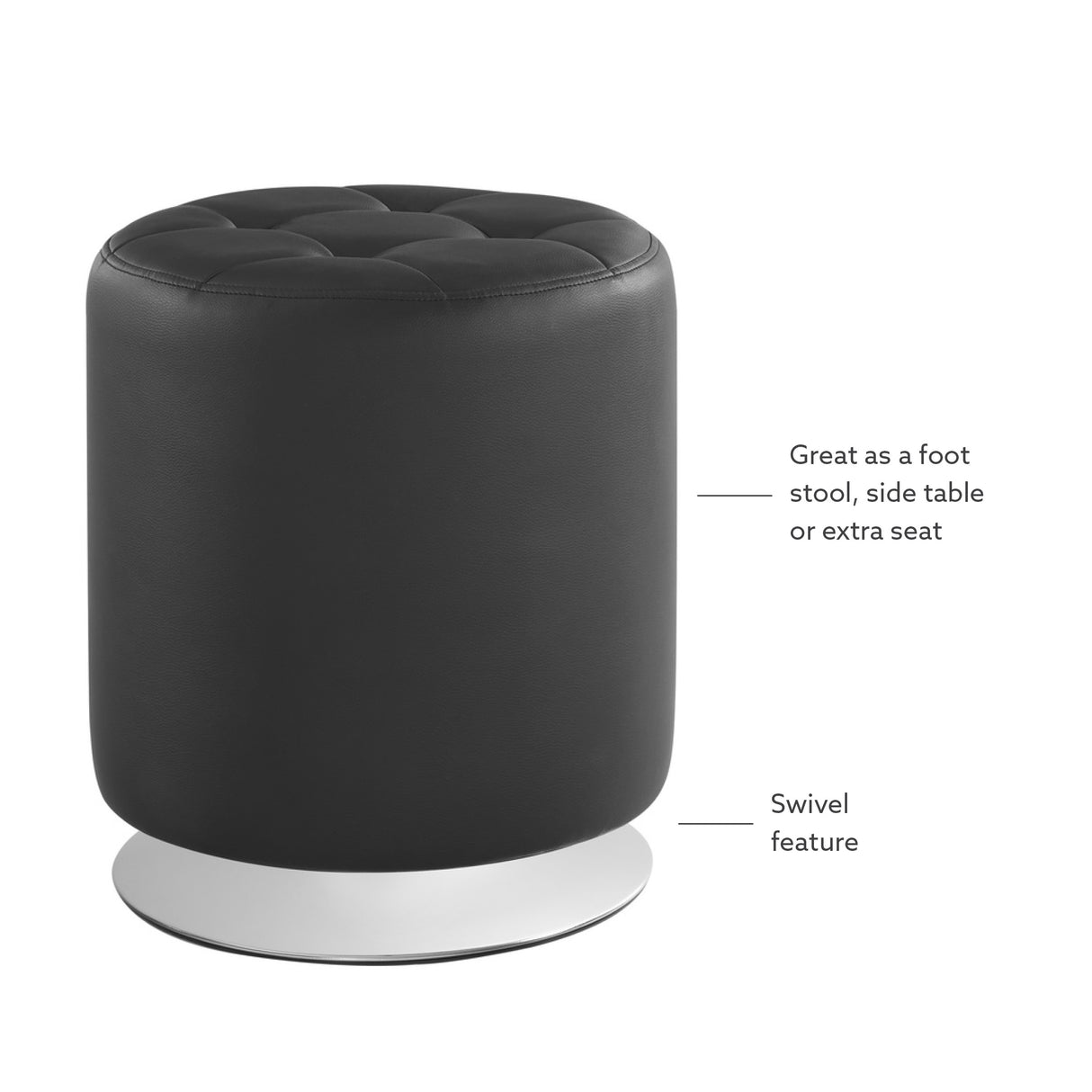 Saylor Black Swivel Ottoman