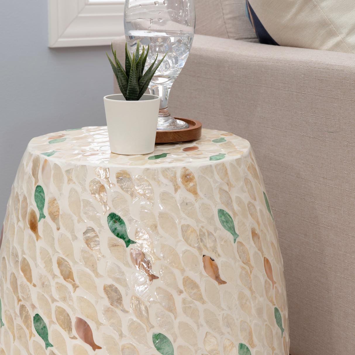 Capiz Drum Table
