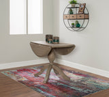 Torino Gray Wash Round Drop Leaf Table