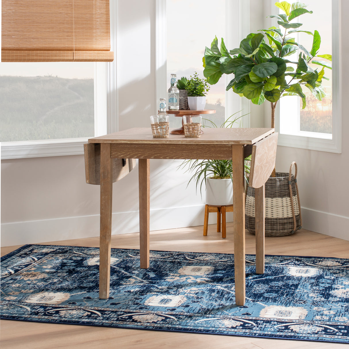 Torino Black Square Drop Leaf Table