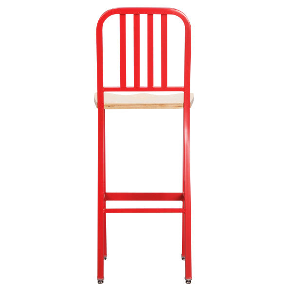 Soren Metal Bar Stools With Wood Seat (Set of 2)