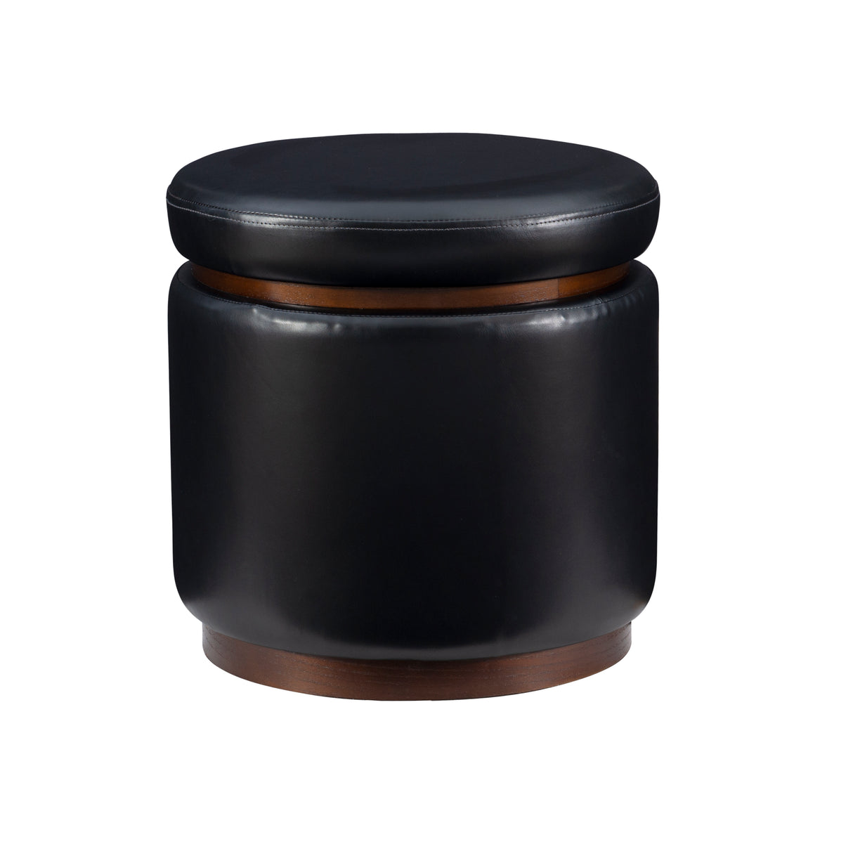 Sunny Black Faux Leather Storage Ottoman