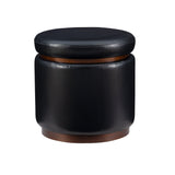 Sunny Black Faux Leather Storage Ottoman