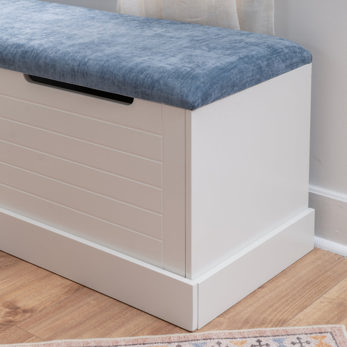 Nancy White Blue Backless Upholstered Nook
