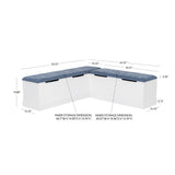 Nancy White Blue Backless Upholstered Nook