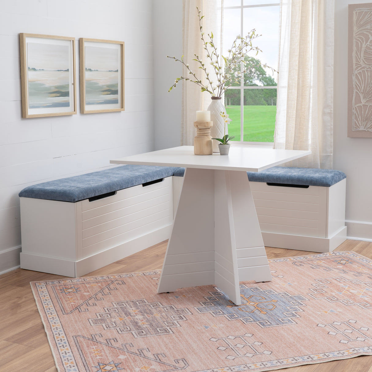 Nancy White Blue Square Table Nook Set