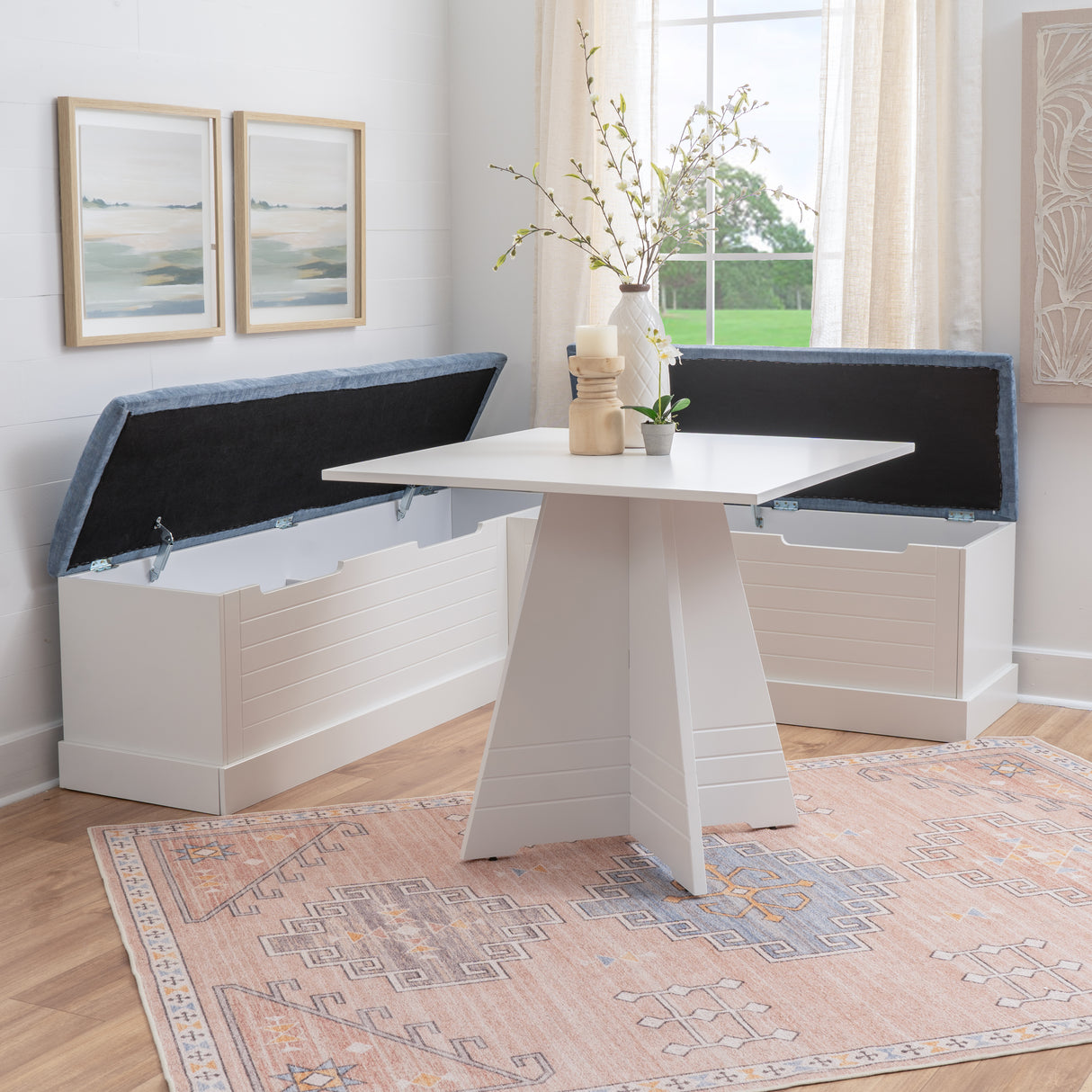 Nancy White Blue Square Table Nook Set