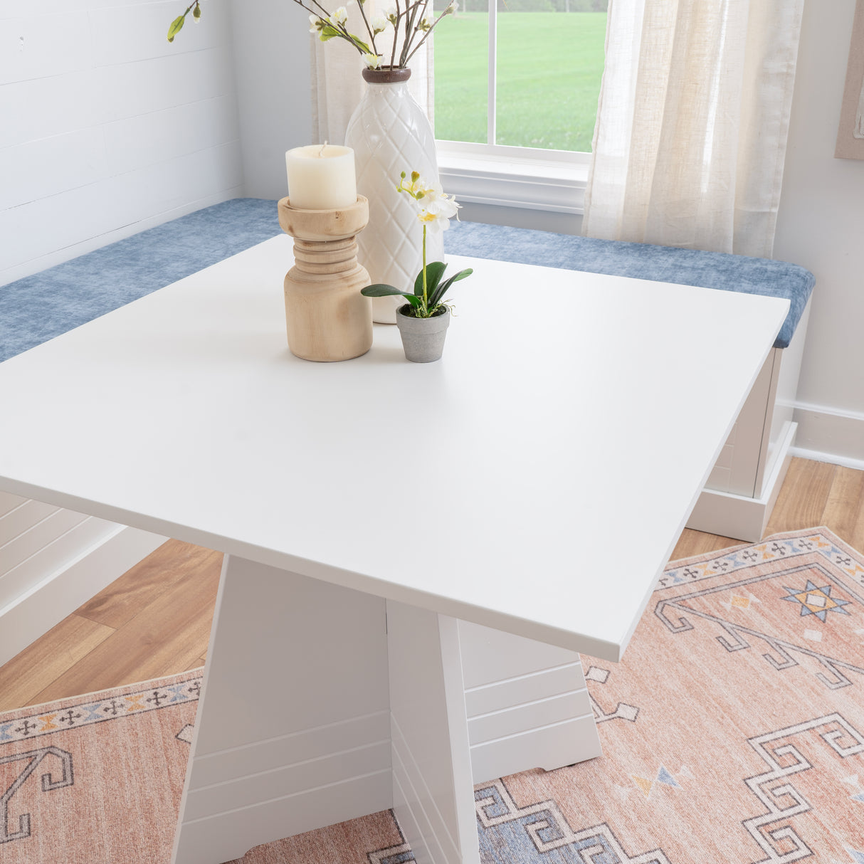 Nancy White Blue Square Table Nook Set