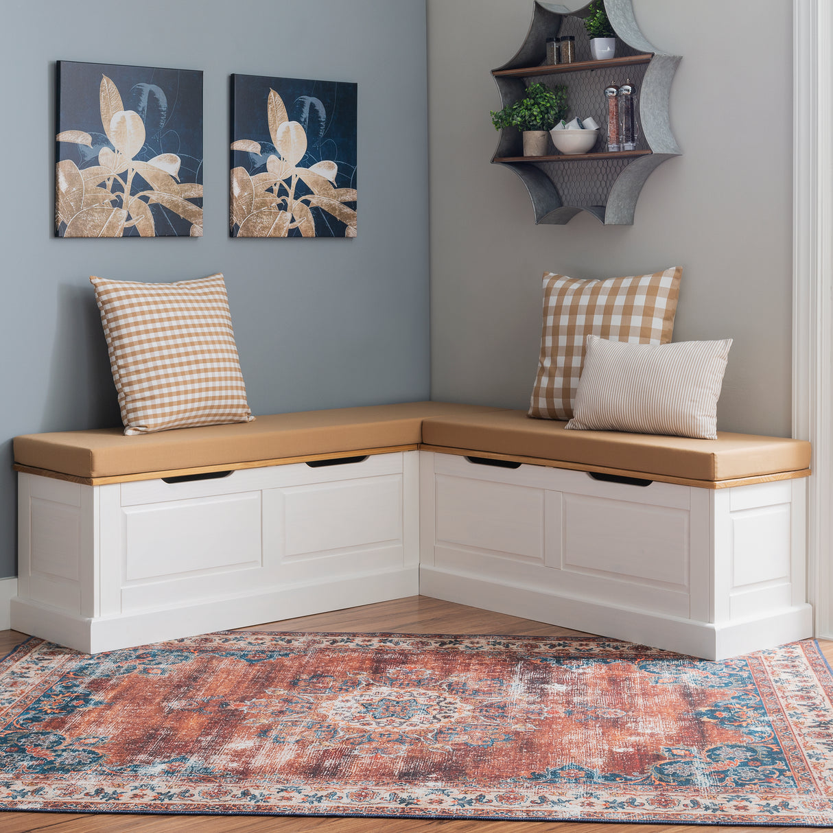 Norah Backless Corner Nook with 5-Piece Cushion Set