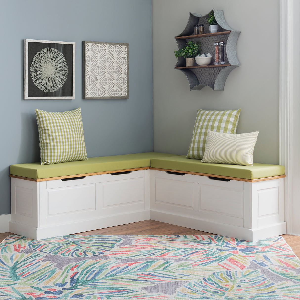 Norah Backless Corner Nook with 5-Piece Cushion Set