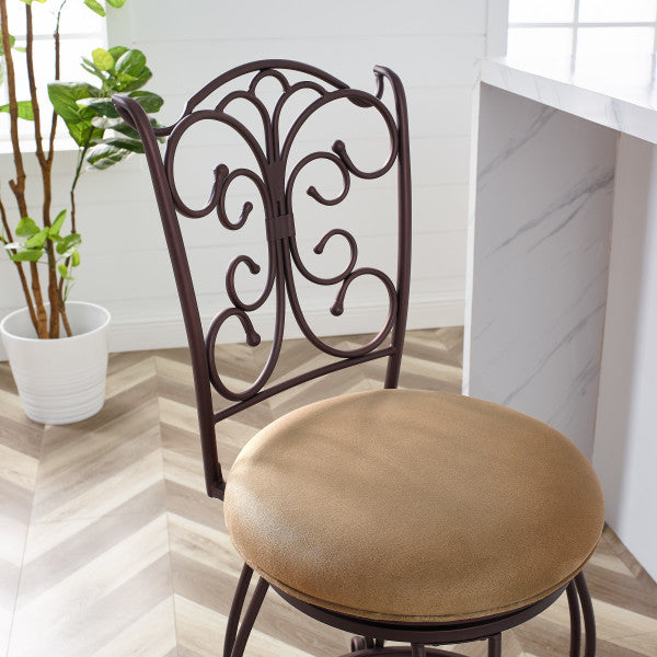 Gathered Back Bronze 31in Bar Stool