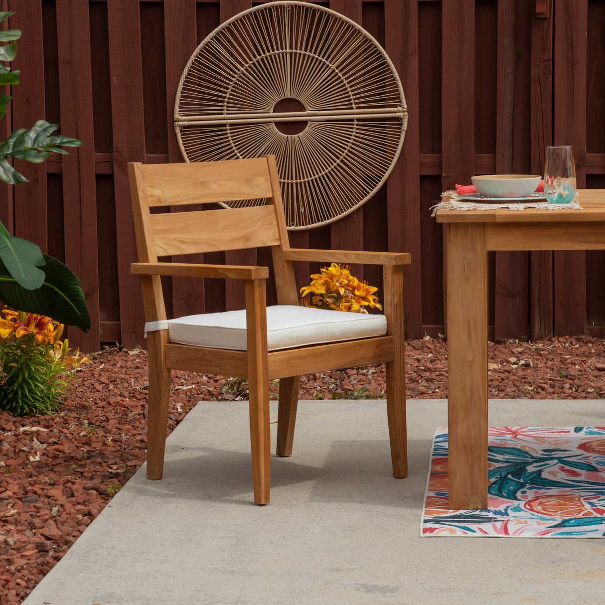 Cannon Teak Dining Armchair With Seat Cushion