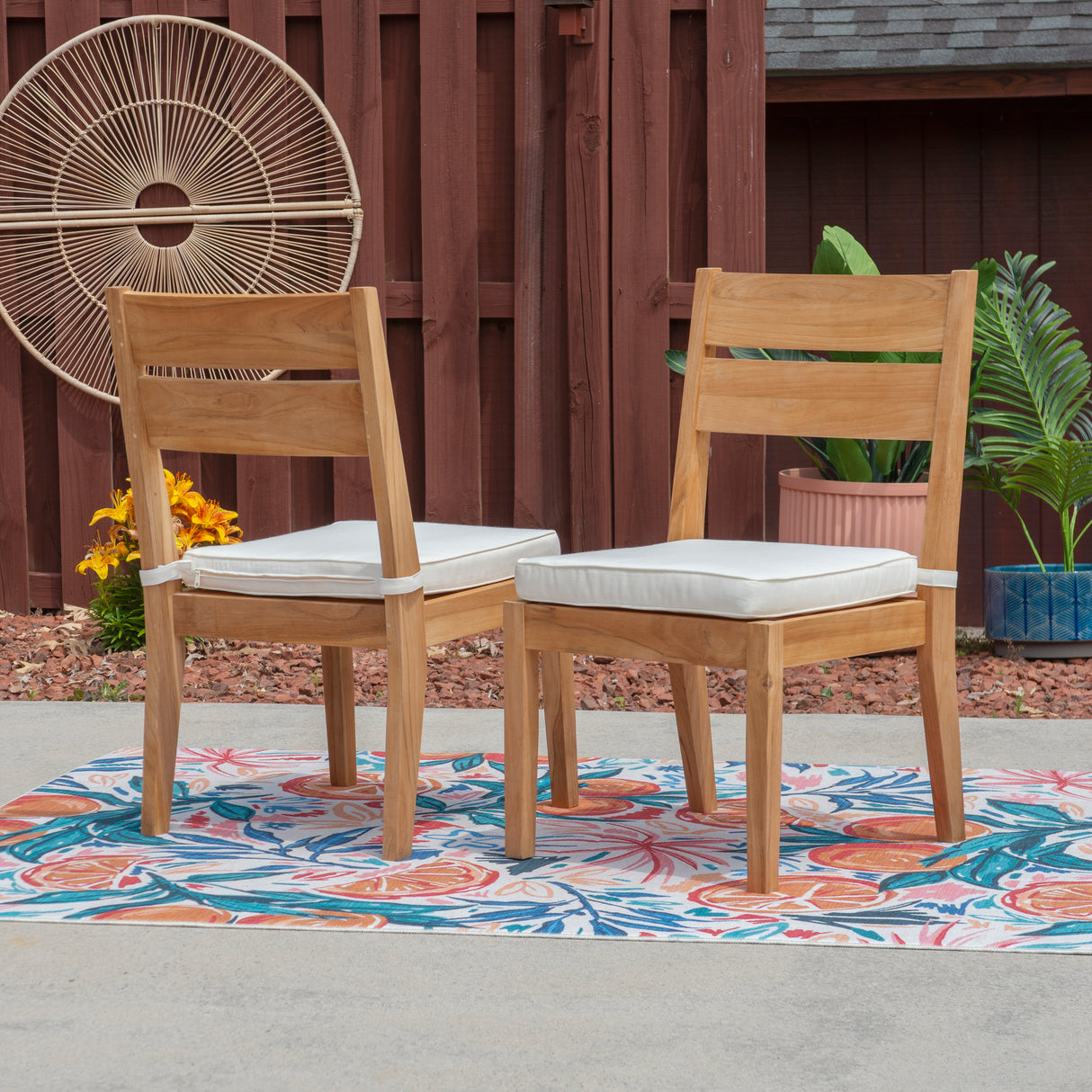 Cannon Teak Dining Chair with Cushion (Set of 2)