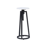 Aurora White Marble Black Adjustable Drink Table