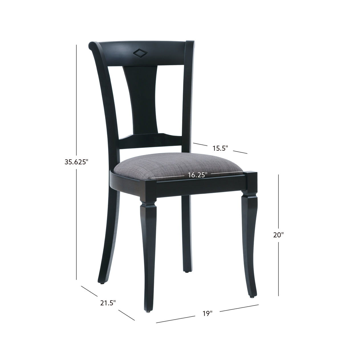 Roma Black Chair Upholstered Seat (Set oe 2)