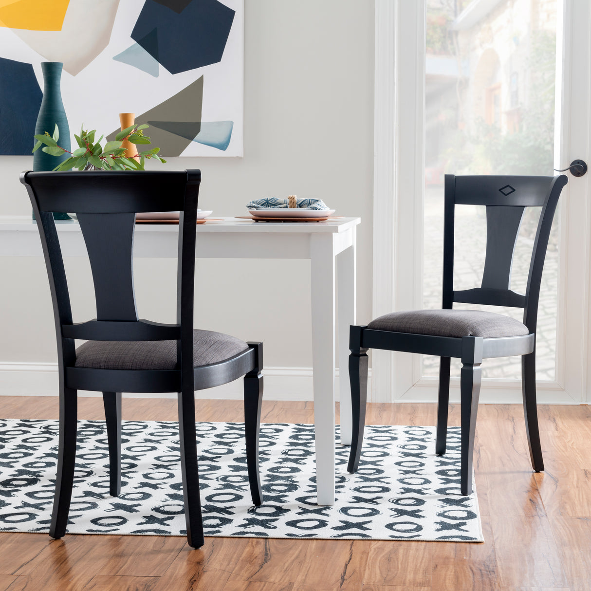 Roma Black Chair Upholstered Seat (Set oe 2)