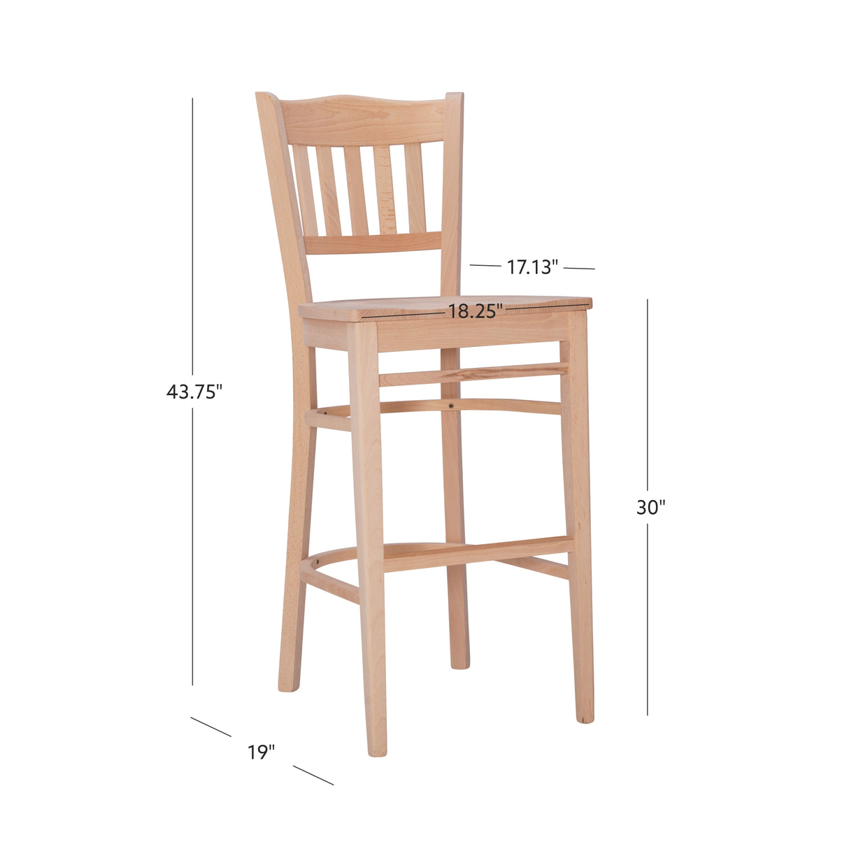 Minetta Bar Stools Unfinished (Set of 2)