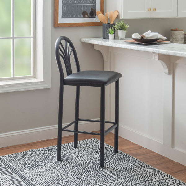Soleil Black Vinyl Metal Bar Stools (Set of 2)