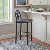 Soleil Black Vinyl Metal Bar Stools (Set of 2)