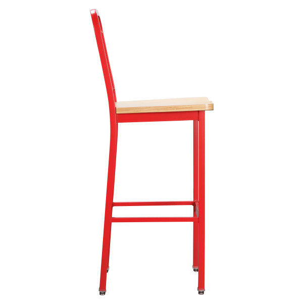 Soren Metal Bar Stools With Wood Seat (Set of 2)
