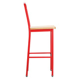 Soren Metal Bar Stools With Wood Seat (Set of 2)