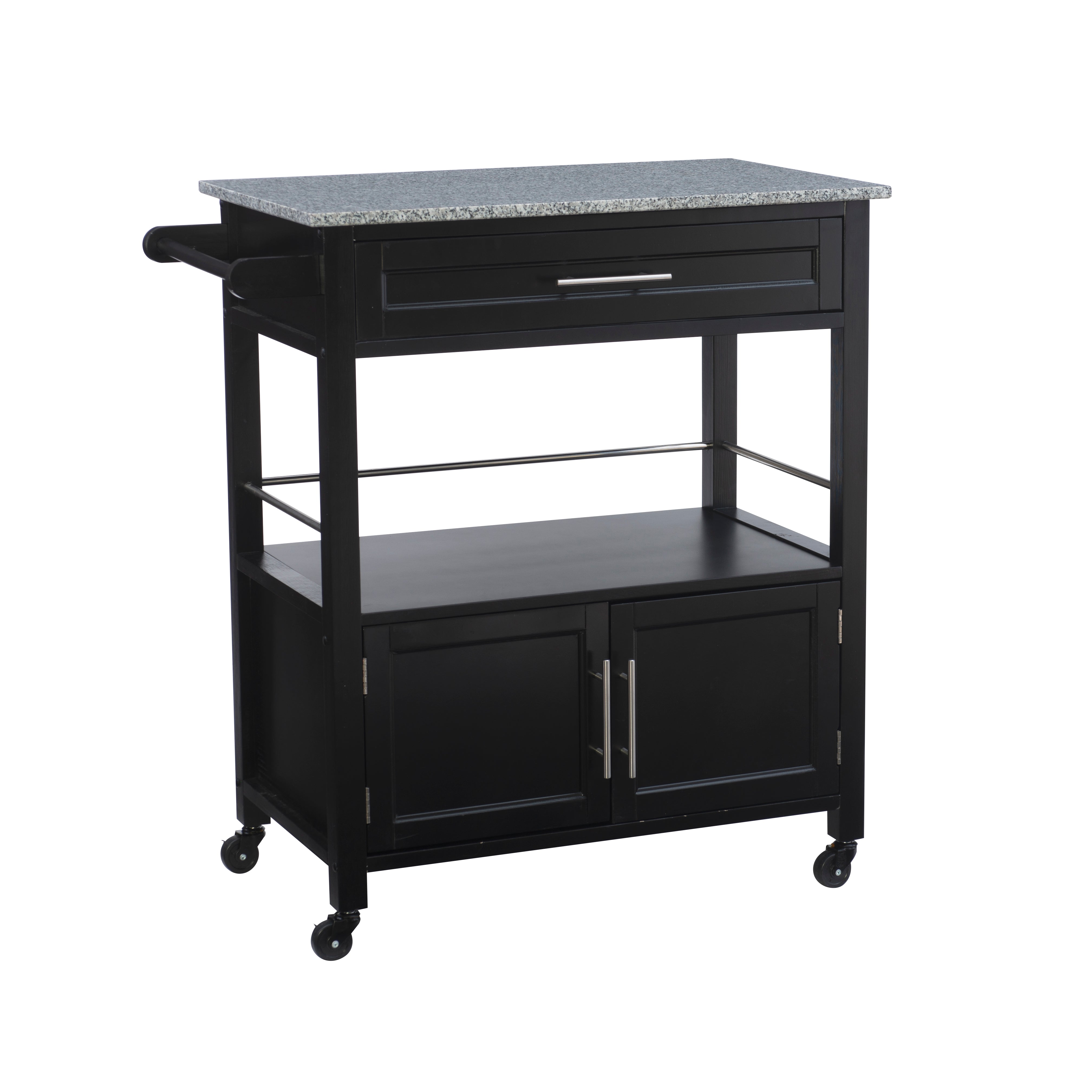 Decameron ブラックメタル black l Cameron Kitchen Cart Granite Top – Linon Home & Design LLC
