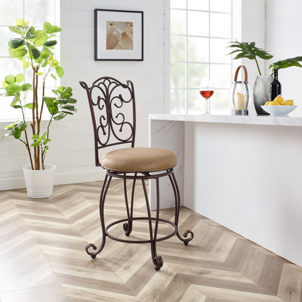 Gathered Back Bronze 31in Bar Stool